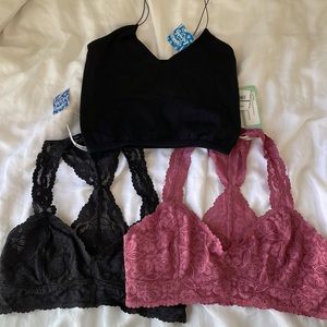 NWT Freepeople Bralette Bundle (Gallon Lace and Skinny Strap Brami)